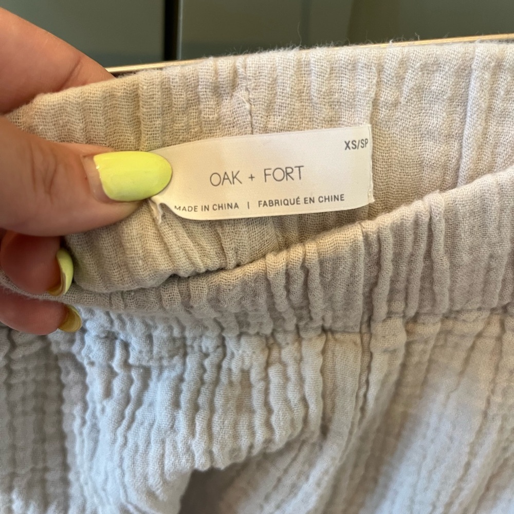 OAK + FORT light grey gauze cropped lounge pant - Picture 4 of 8